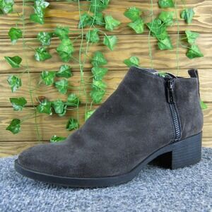 Kenneth Cole New York Dara Gray Suede Ankle Boots Women Size 8 Side Zip Casual